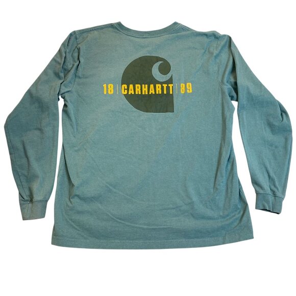 Carhartt Mens T-shirt XL Relaxed Fit Long-Sleeve Pocket Tee 18 Carhartt 89 Logo - Picture 2 of 9